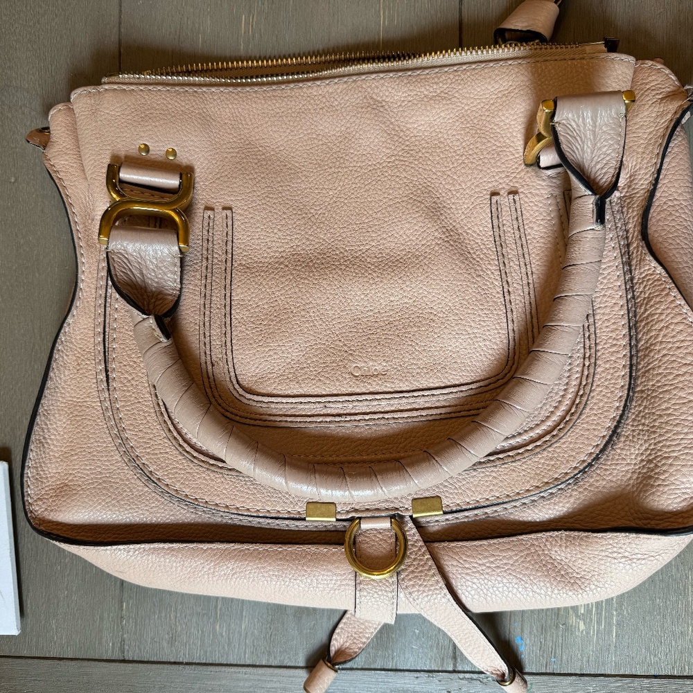 Chloe Medium Marcie Calfskin Blush Pink Leather Handbag Authentic Used